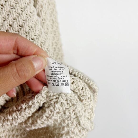 Madewell XSmall Cream French Quarter Pullover Sweater Open Knit Cotton Crew Neck - Picture 9 of 10